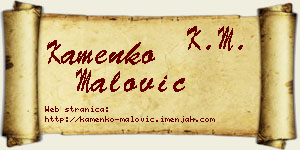 Kamenko Malović vizit kartica